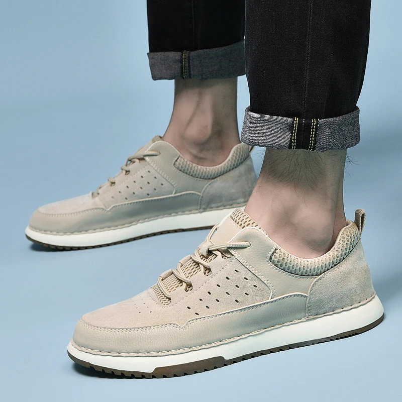 

Cries&D Walking Boots Men 2021 Spring & Summer Casual Shoes Men Comfy Outdoor Fashion Shoes Male Genuine Leather Classic Retro