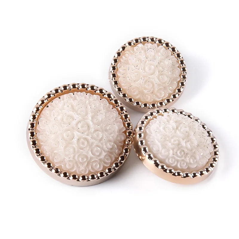 Пуговицы с узором розы золотые + кремовые пряжки 6 шт. 25 мм для одежды куртки
