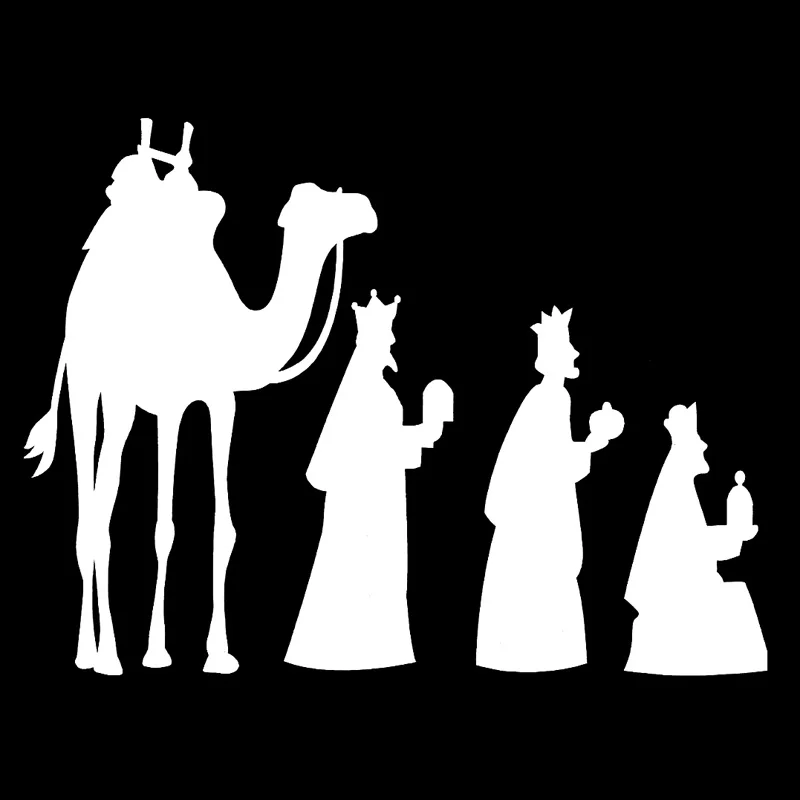 

Volkrays Cartoon Car Sticker Christmas 3 Wise Men Accessories Reflective Waterproof Sunscreen Vinyl Decal Black/White,12cm*16cm