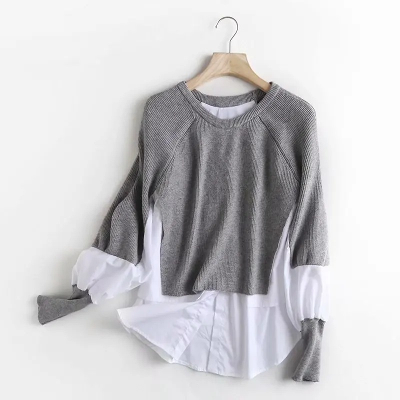 

Женский свитер с длинным рукавом-фонариком, с круглым вырезом