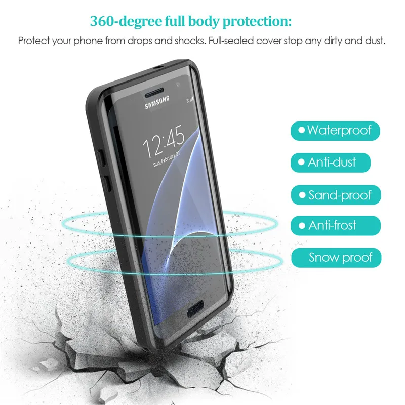 Чехол для Samsung Galaxy S7 Edge IP68 Водонепроницаемые Чехлы защита на 360 градусов