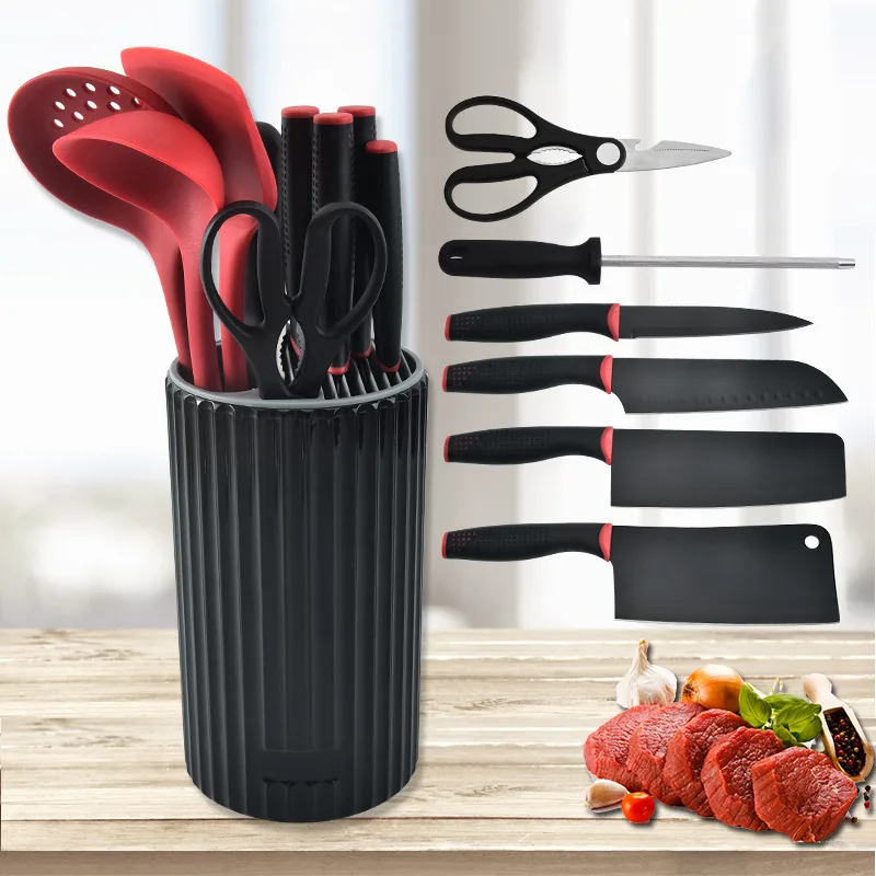 

Kitchen Utensils 10 Pieces Set 3CR14 Stainless Steel Kitchen Knife Chef Knife Slicing Knife Sharpening Stick Kitchen Scissors