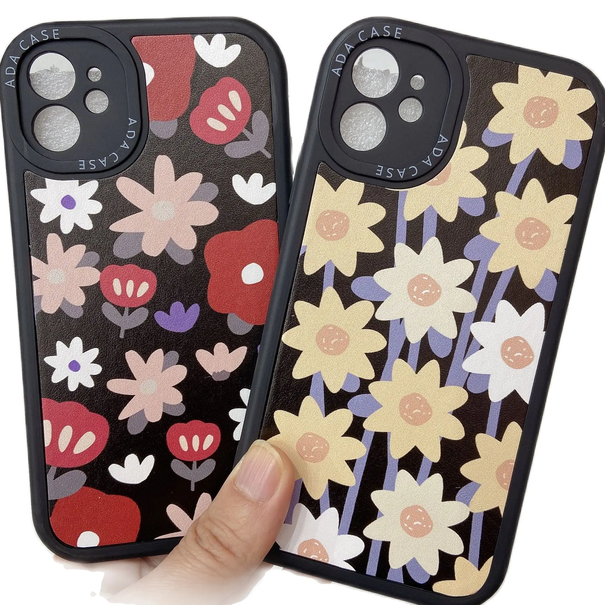 

Fashion Flowers Camera Protection Phone Case for iPhone 13/12/11 ProMax XR XSMax 8 7 Plus Leather Soft Capa Funda for Girls
