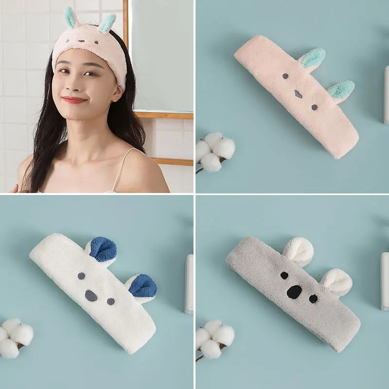 

Popular Korean Version Bathing Hair Band Cute Cartoon Coral Plush Headband Absorbent Coral Velvet Sports Hair Accessories