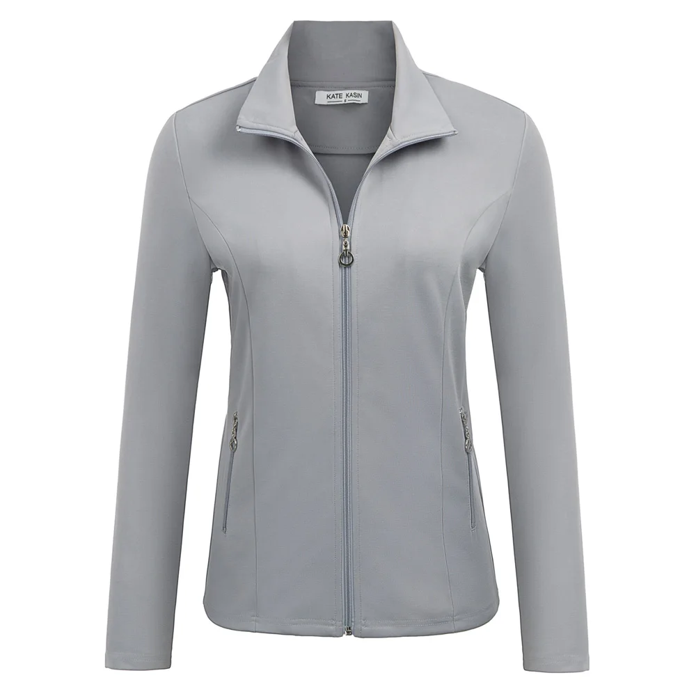 2018 Женская Модная приталенная куртка с длинными рукавами и воротником стойкой на