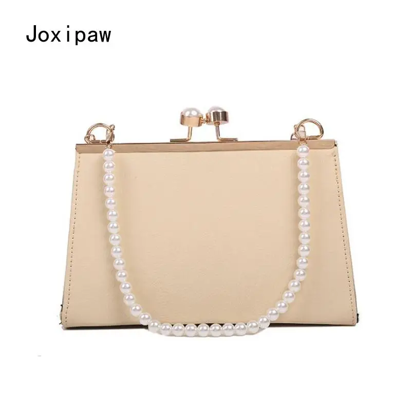 

Luxury Pearl Handle Handbags and Purses Fashion Flap Shoulder Bags for Women Solid Simple Crossbody Bags Lady Small Tote