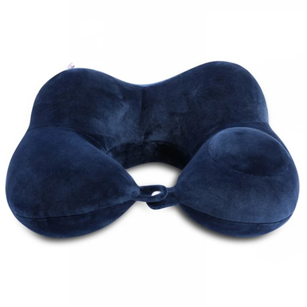 U-образная подушка для путешествий для самолета, надувная подушка для шеи, аксессуары для путешествий, портативные офисные подушки для сна - Цвет: B2 navy