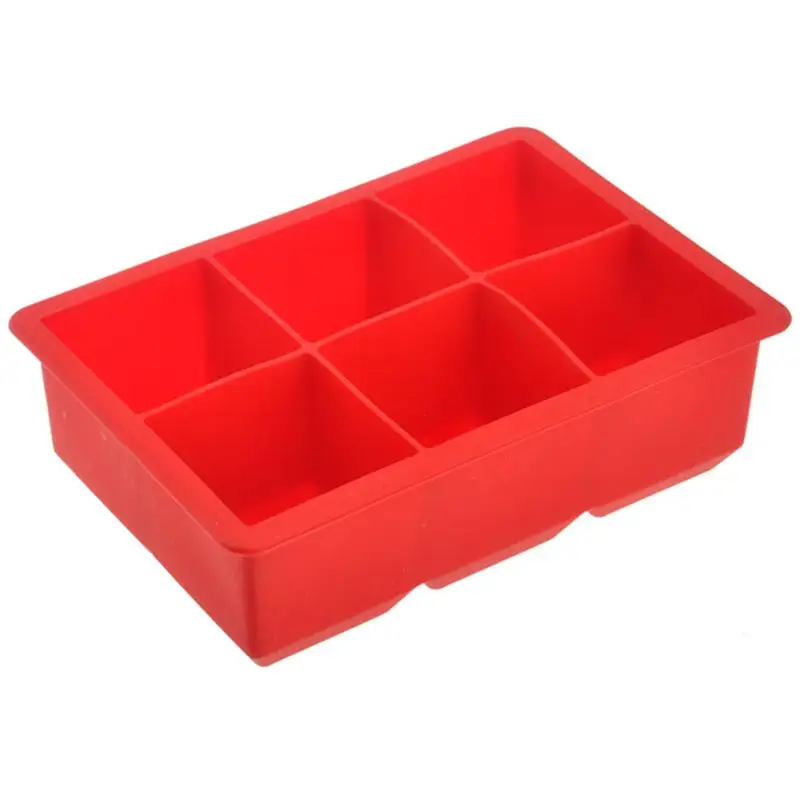 

6-Square Soft Silicone Ice Cube Tray Ice Maker Jelly Pudding Mould For Ice Candy Cake Pudding Chocolate Making