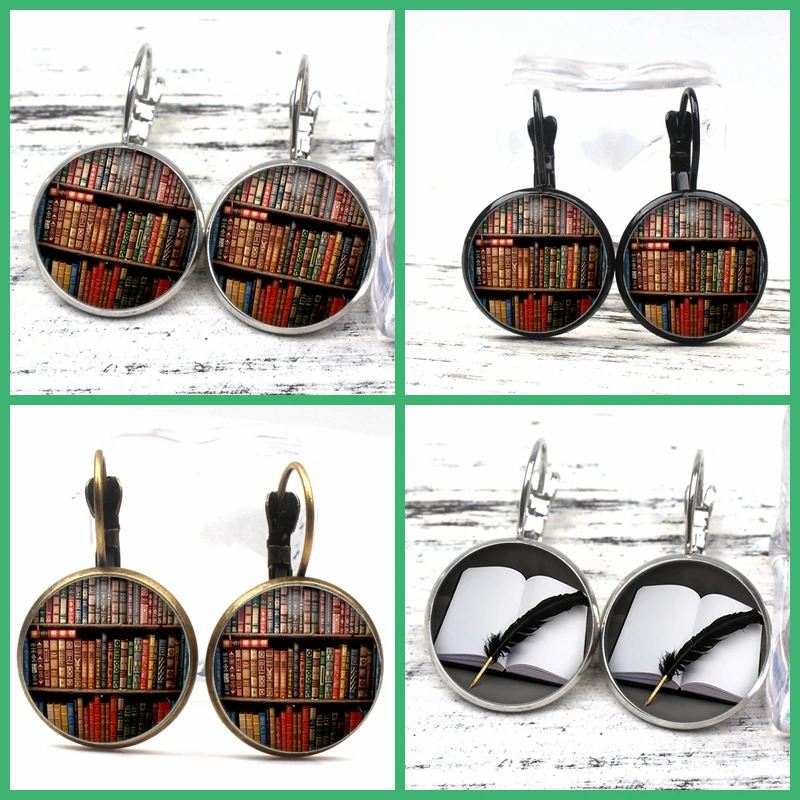 Винтажные милые серьги в стиле панк с рисунком книжки библиотеки готические