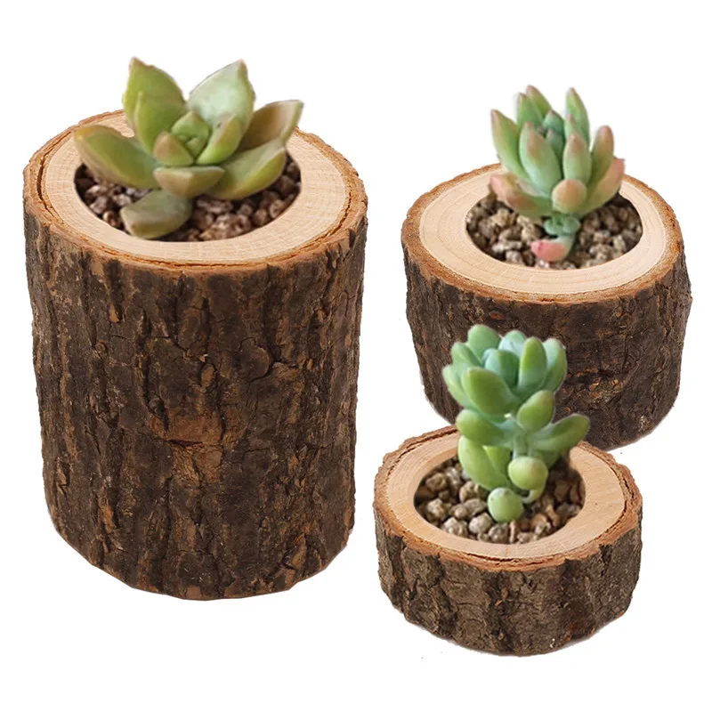 

1pcs Wooden Candlestick Candle Holder Table Decoration Succulent Plant Flowerpot for Rustic Wedding Holiday Decoration