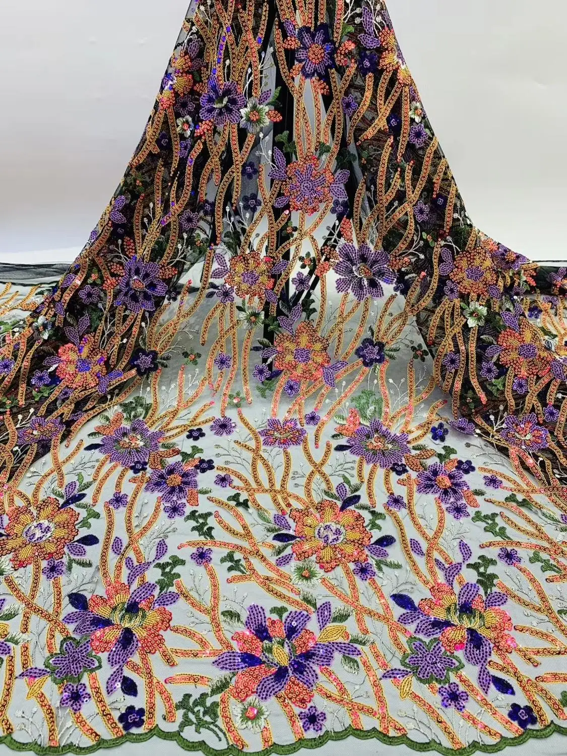 

Блестящий стиль, Новое поступление, африканская сетка, тюль, кружевная ткань с пайетками, хорошее качество, 5 ярдов, Сетчатое кружево для жен...