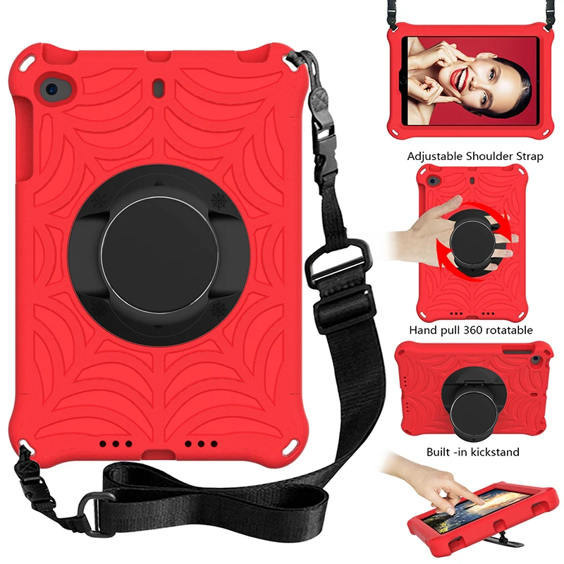 

Case for iPad Mini 5 4 3 2 1, EVA Heavy Duty Shockproof Kids Tablet Cover with 360 Degree Rotatable Kickstand Shoulder Strap
