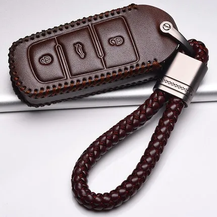 H1 Brown Кожаный чехол для автомобильных ключей, чехол для ключей, пульт дистанционного управления для Volkswagen VW серии Passat B7 Magotan CC Portect Leon, автомобильный продукт - Название цвета: H1 Brown