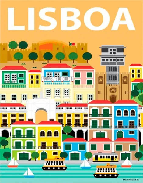 

Portugal Lisboa Large Metal Travel Poster Tin Sign Wall Plaque Vintage Retro