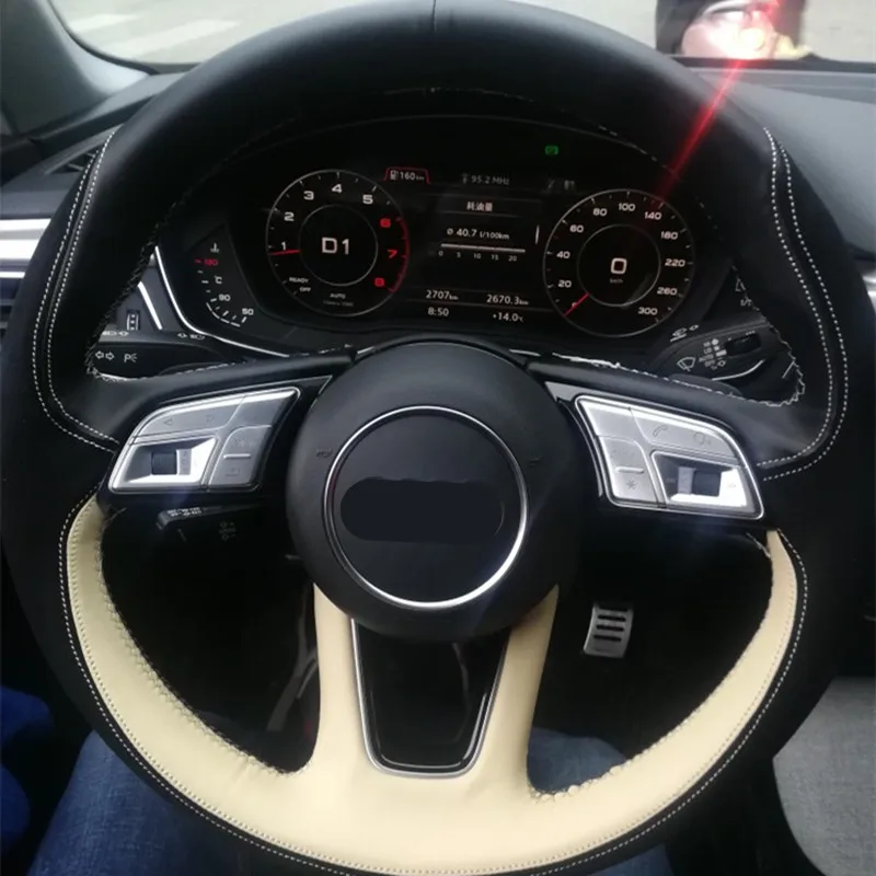 

For Audi A3 A4 B9 A5 A6 A7 Q5 2017-2019 Chrome Steering Wheel Buttons Decoration Cover Sticker Sequins Trim Car Interior Auto