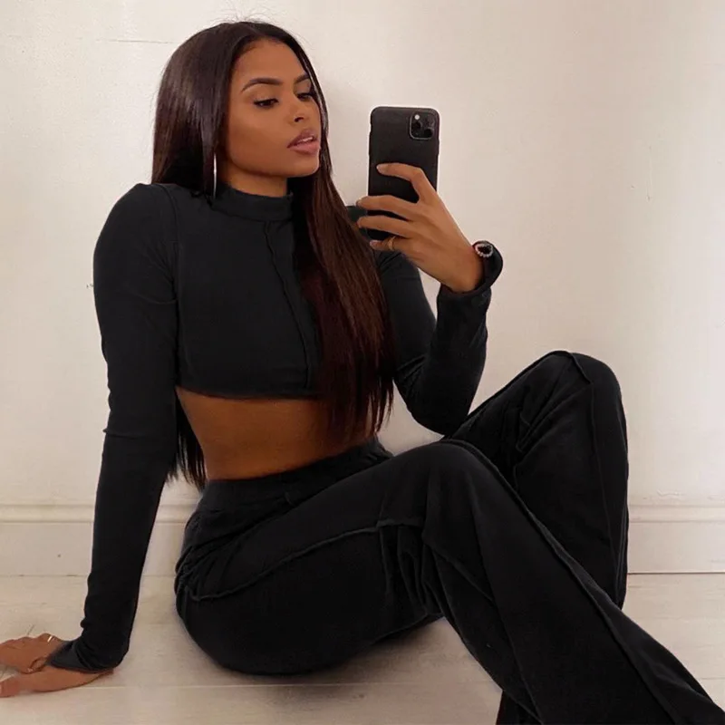 

Autumn and winter new women's sexy halter chain fashion casual two piece set women