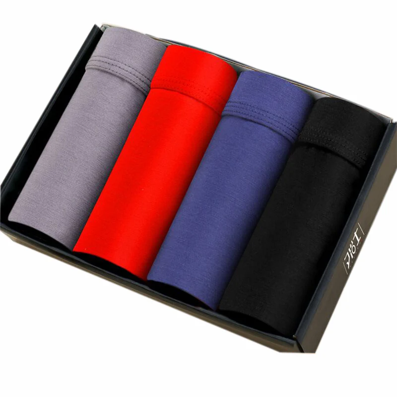 4 шт./партия мужские трусы бамбуковое волокнистое нижнее белье шорты боксеры из