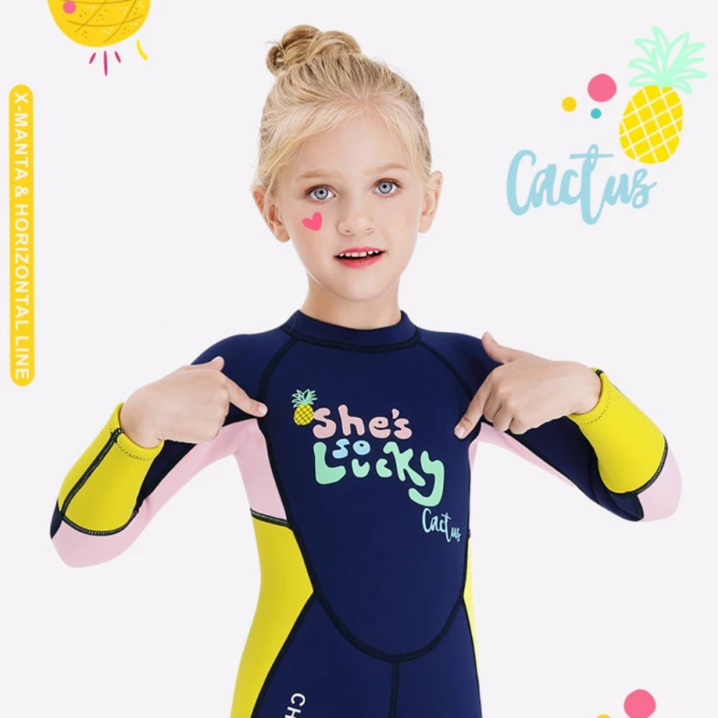 Детские купальники для девочек 2 5 мм непрерывного теплая дутая куртка с круглым и