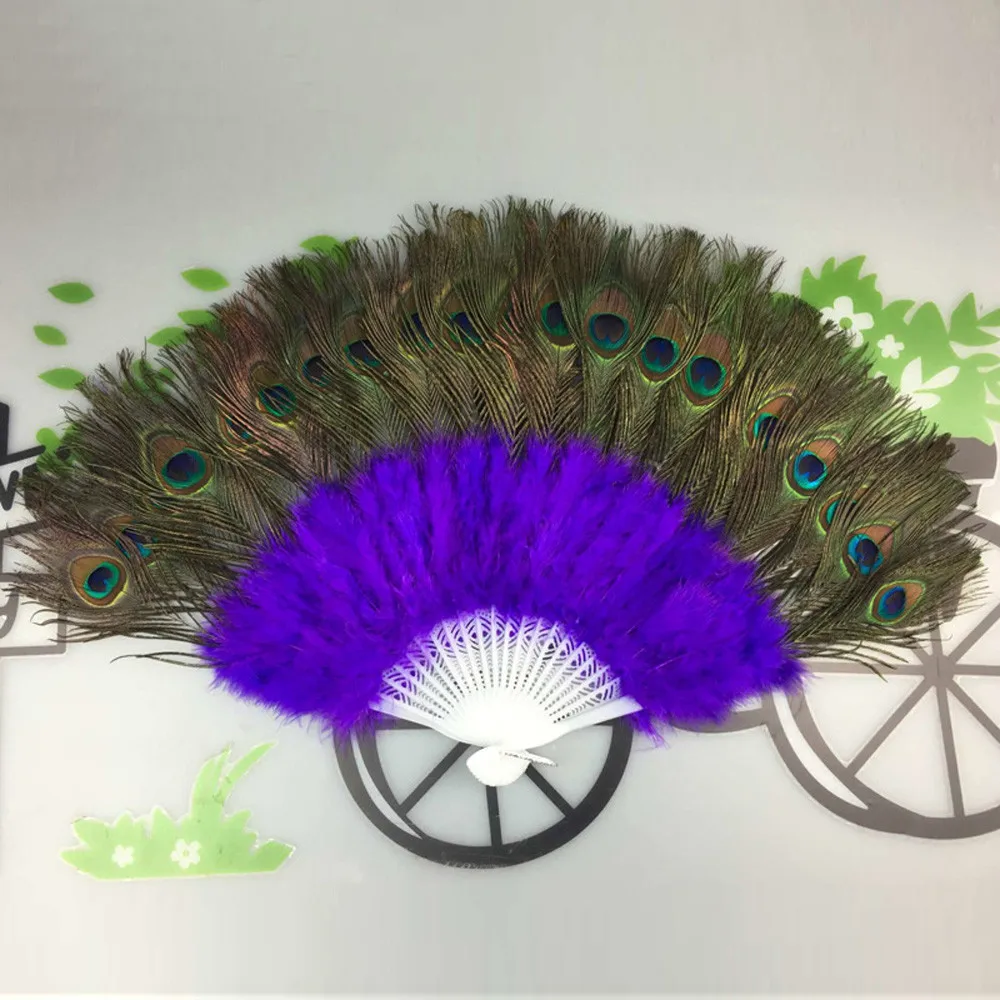 Hand Fan Свадебный веер с перьями для танцев, красивый веер с перьями для танцев, реквизит для танцев, Ручной Веер с гусиным пером для свадьбы, Лидер продаж@ 25 - Цвет: Hand Fan