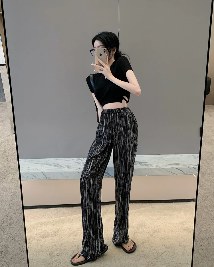 

Summer Sexy Print Casual High Waist Pants Women Fashion Long Trousers Ladies Straight Sweatpants Streetwear