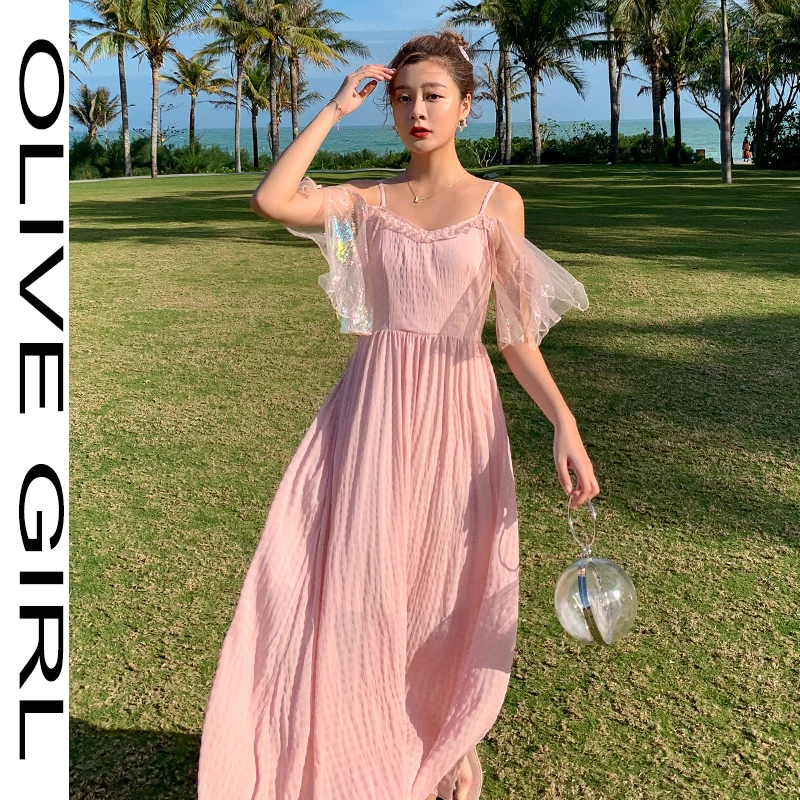 

2021 Runway Elegant Dress Long Boho Vintage Women Maxi Slip Dress Summer Fairy Casual Tropical Beach Vacation Party Vestidos