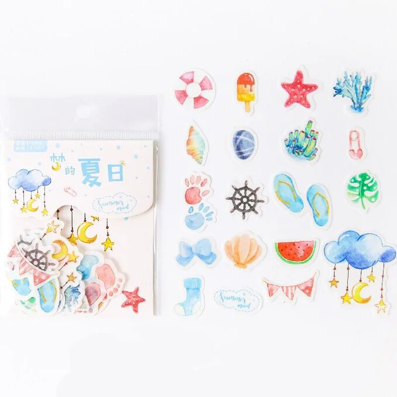 

40 stickers /Bag Summer Cool Beach Notebook Diary Stickers Decorative Sticker