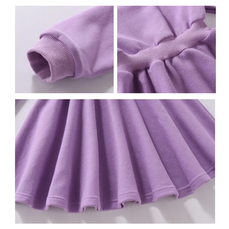 Платье-свитшот для девочек однотонное детское весенне-осеннее ТРАПЕЦИЕВИДНОЕ