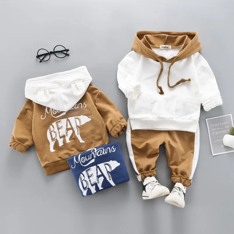 

Toddler Baby Boy Casual Clothing Set Hooded Sweatshirt Long Suit Patchwork Kids Outfits Child Pullover Tracksuit Suits 1-4 YEARS