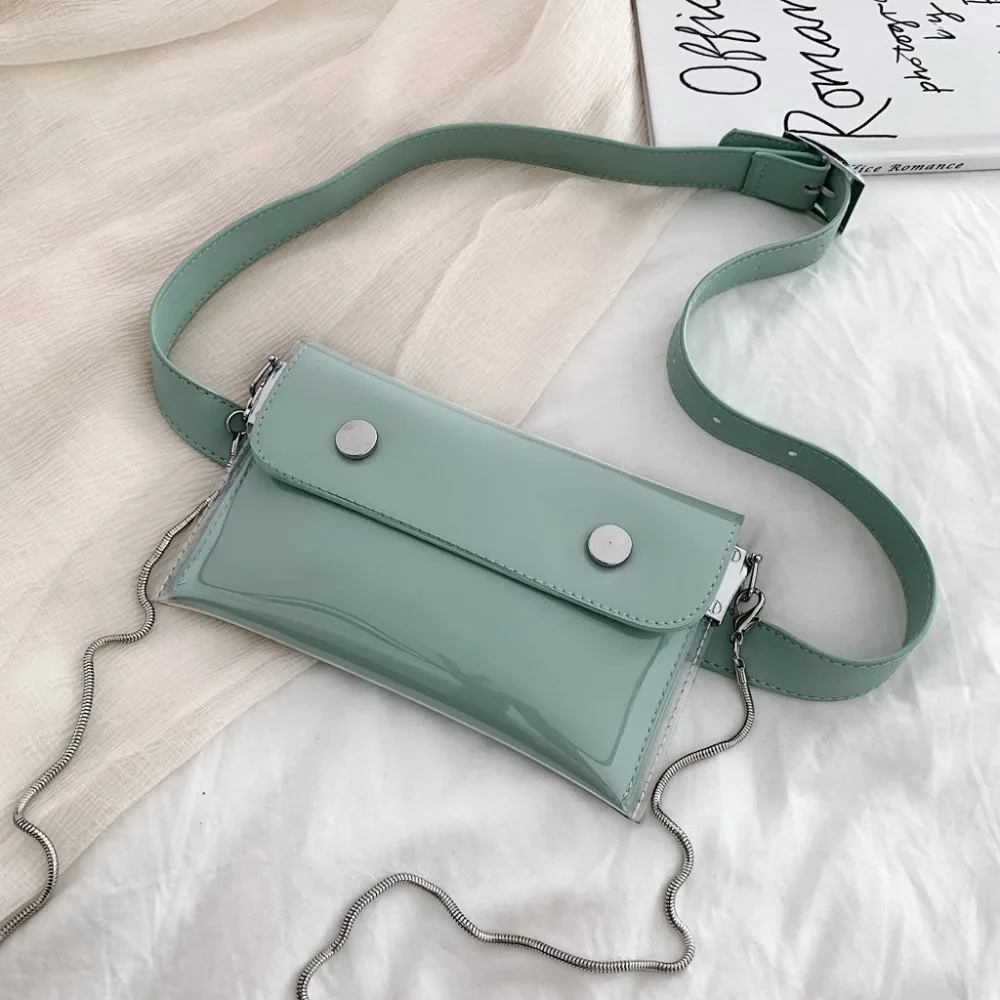 Women Waterproof Waist Bag Lether Jelly Chest Belt Bag PVC Ladies Transparent Crossbody Chain Bags Fashion Fanny Pack a08