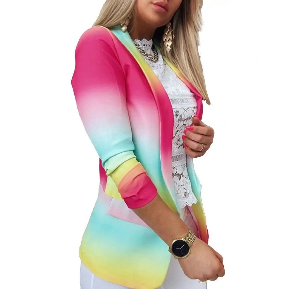 

Women's Blazer Colorful Tie-dye Printing Lapel Long Sleeve Cardigan Suits Coat Women All-match Office Lady Blazer куртка женская