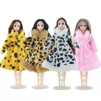 4pcslot winter jacket 16 bjd doll clothes for barbie doll outfits leopard fur coat 11 5 dolls accessories girl dollhouse toys