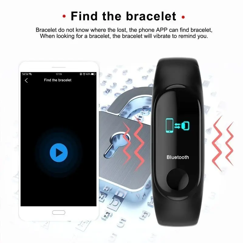 Wearable Waterproof Bluetooth Smart Band Watch Bracelet Wristband Color Screen Fitness Tracker Blood Pressure