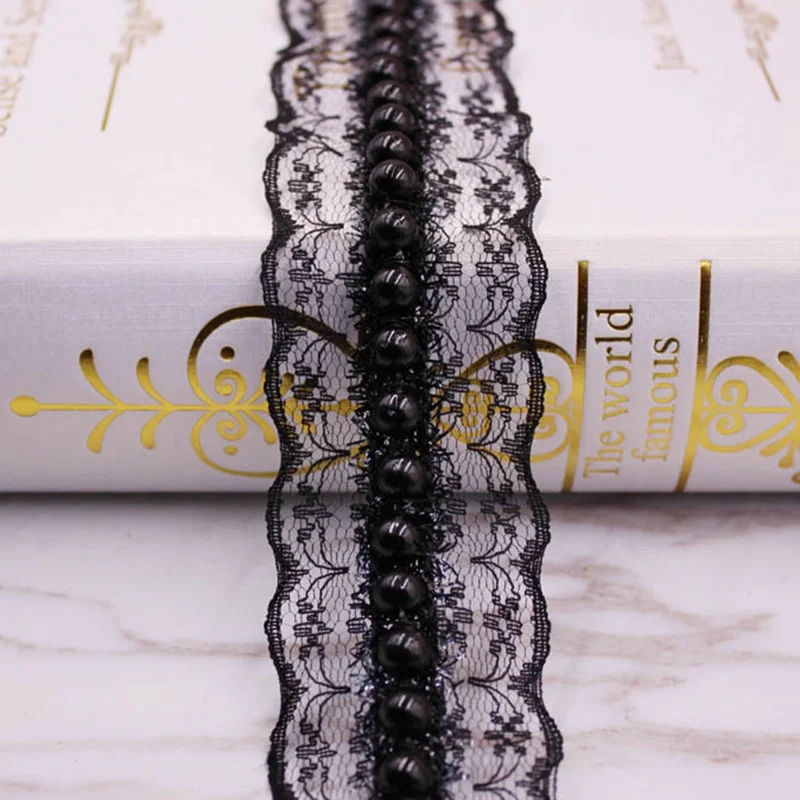1 ярдов/партия винтажная нейлоновая жемчужная кружевная лента с отделкой