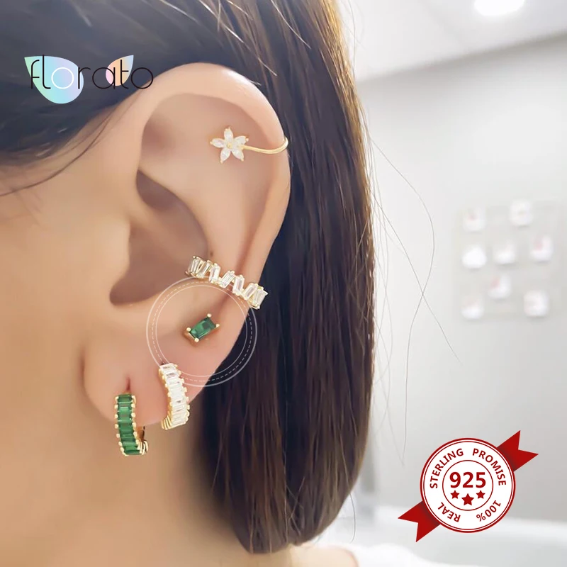 

Exquisite Square Stud Earrings 925 Sterling Silver Colorful CZ Zircon Small Earrings For Women Girl Jewelry Pendanties