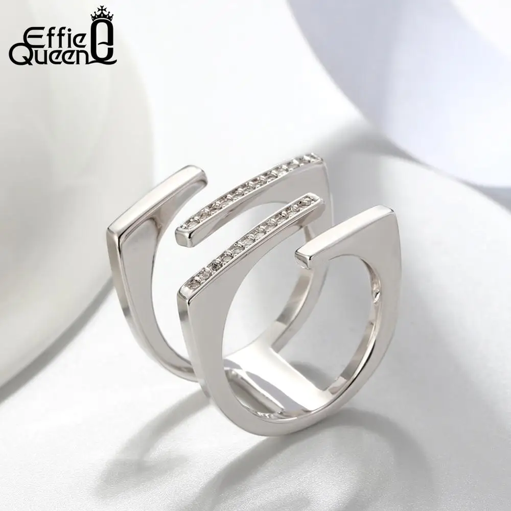 Модное кольцо Effie Queen неправильной формы золотого цвета с прозрачным кубическим