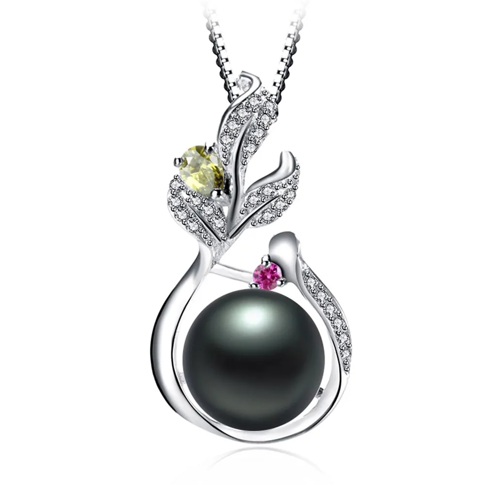 

925 Sterling Silver Red and Yellow Zircon Pendant Fashion Natural Freshwater Pearl Wedding Jewelry Accessories For Women Gifts