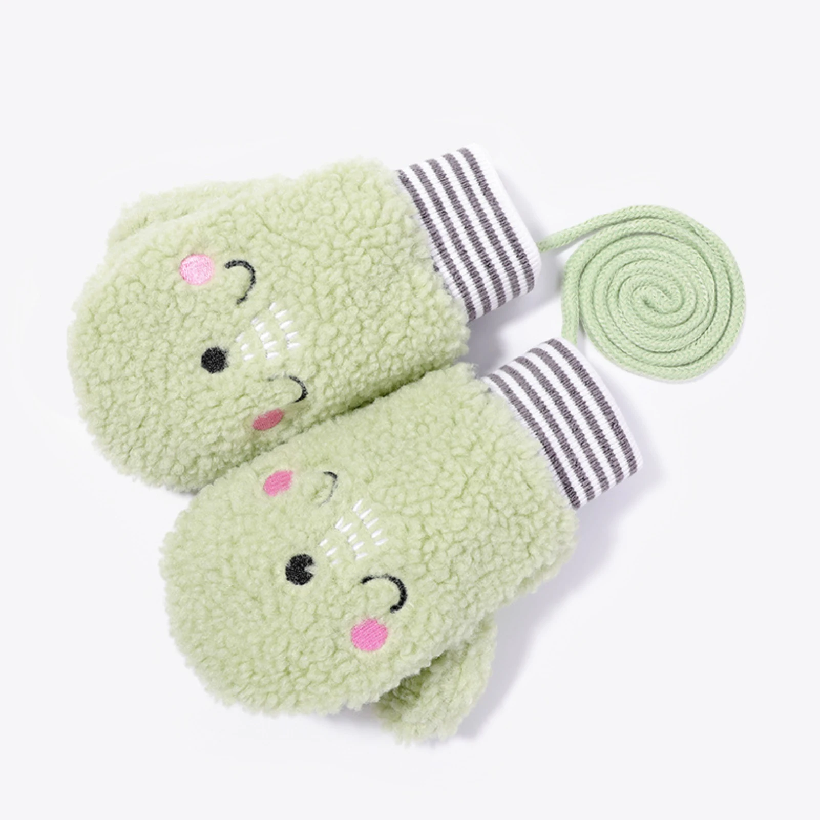 

Cute Cartoon Glove Kids Infant Cartoon Winter Warm Gloves Outdoor Mittens with Hanging Neck Rope Thicke Warm For Boys Girls 2020