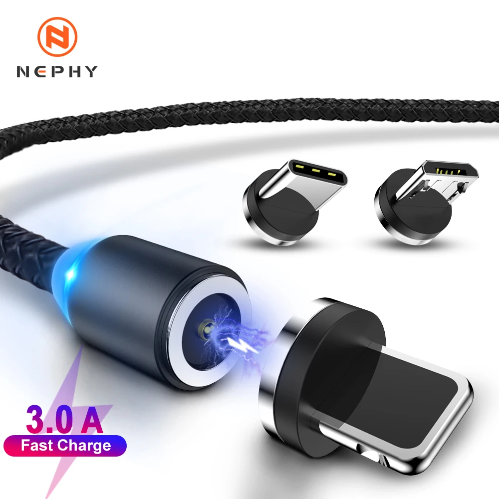 Магнитный Micro usb type C кабель для зарядки данных для iPhone 11 Pro XS Max 7 8 samsung Android 3A провод для быстрой зарядки 1 м 2 м USBC type C