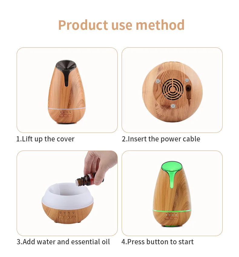 USB Wood Graind Essential Oil Aroma Diffuser 7 Colors Light Ultrasonic Air Humidifier Mist Maker Fogger with Timer 120ml enlarge