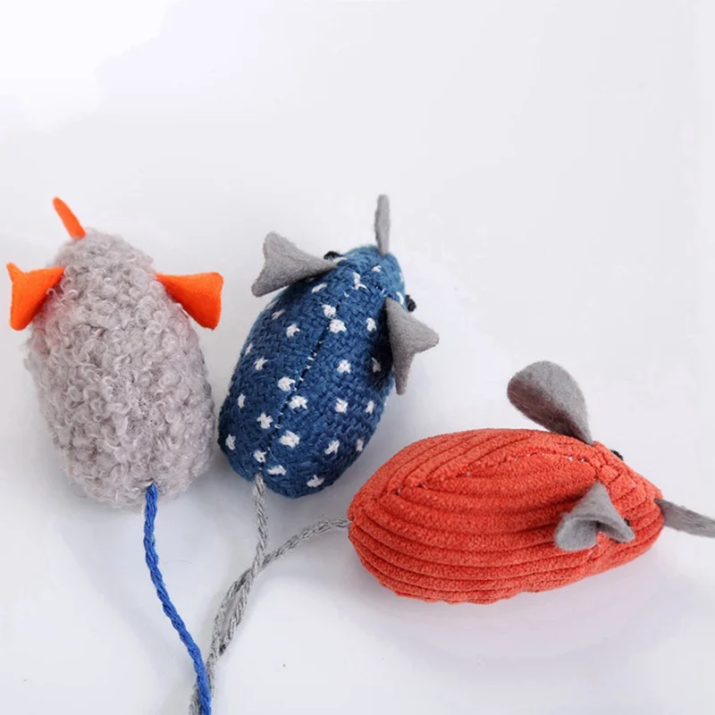 Горячая имитация игрушечная плюшевая мышь с хвостом для кошек интерактивная