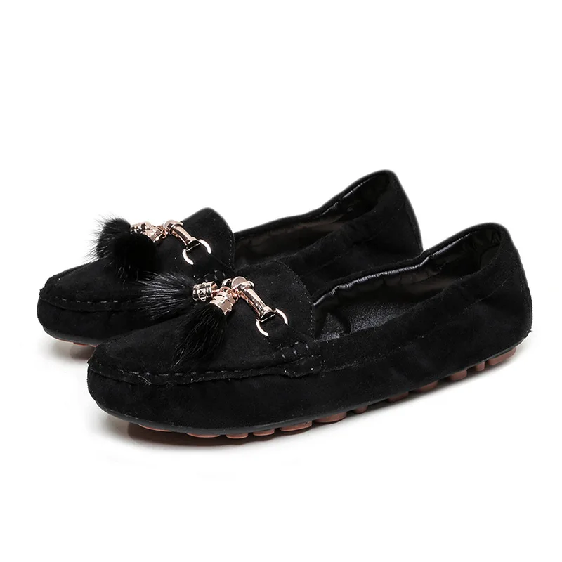 Cuculus зима для женщин Лоферы теплые мягкие Женские туфли лодочки На зимнем меху с