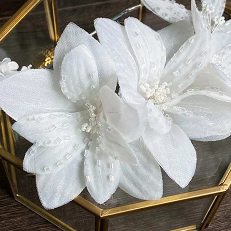 

Flower Hairpin White Floral Design Solid Color Duckbill Barrettes Elegant Brooch Pins for Summer Beach Spring Headwear D5QB