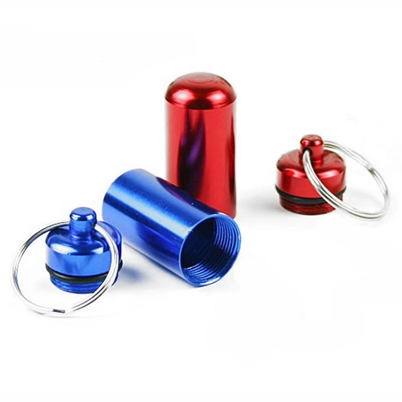 

Big deal 6pcs Waterproof Aluminum Pill Box Case Bottle Cache Drug Holder Keychain Container Colorful