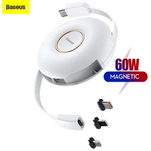 Baseus Zinc Magnetic One-for-three Safe Fast Charging Retractable Data Cable Type-C to M+L+C PD For iphone 20W Huawei Xiaomi 60W