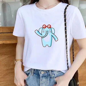 Princess Kawaii Harajuku T-shirt Funny Elephant Theme Graphic Tshirt Short Sleeve T Shirt Women Ullzang Cute Funny Girls Tshirt