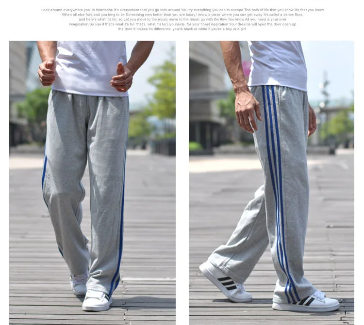 blue striped gray Мужские повседневные спортивные штаны, свободная версия, брюки для фитнеса, бега, летние тренировочные штаны, спортивные штаны - Цвет: blue striped gray