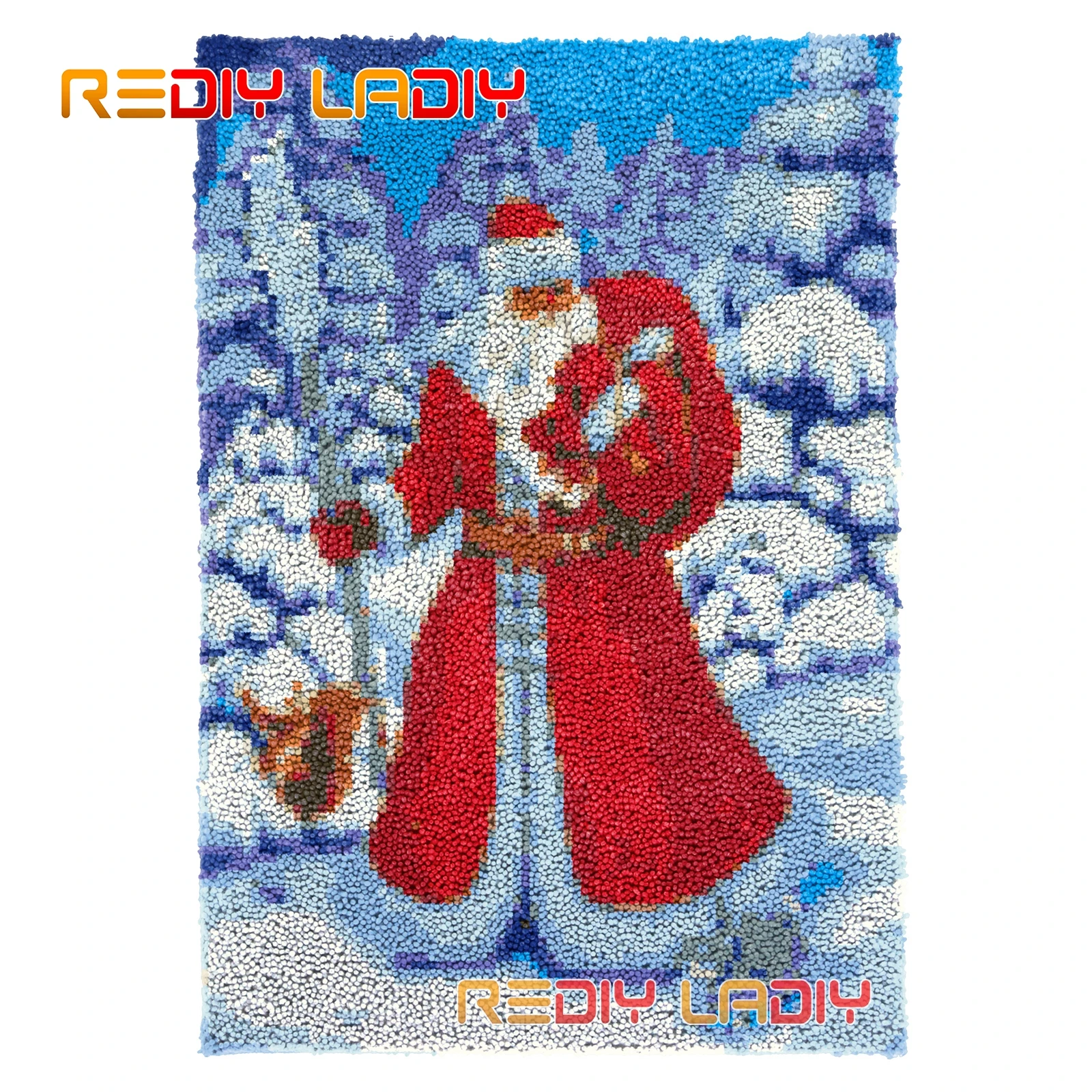 

Latch Hook Rug Kits Father of Frost Seat Cushion DIY Carpet Rug Chunky Yarn Arts Crochet Wall Tapestry Knotted Floor Mat Crafts