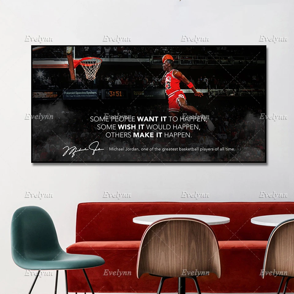 

Modern Motivational/Inspirational Canvas Poster-Michael J Dan Dunk Motivational Quote Wall Art Modular Picture Office/Home Decor