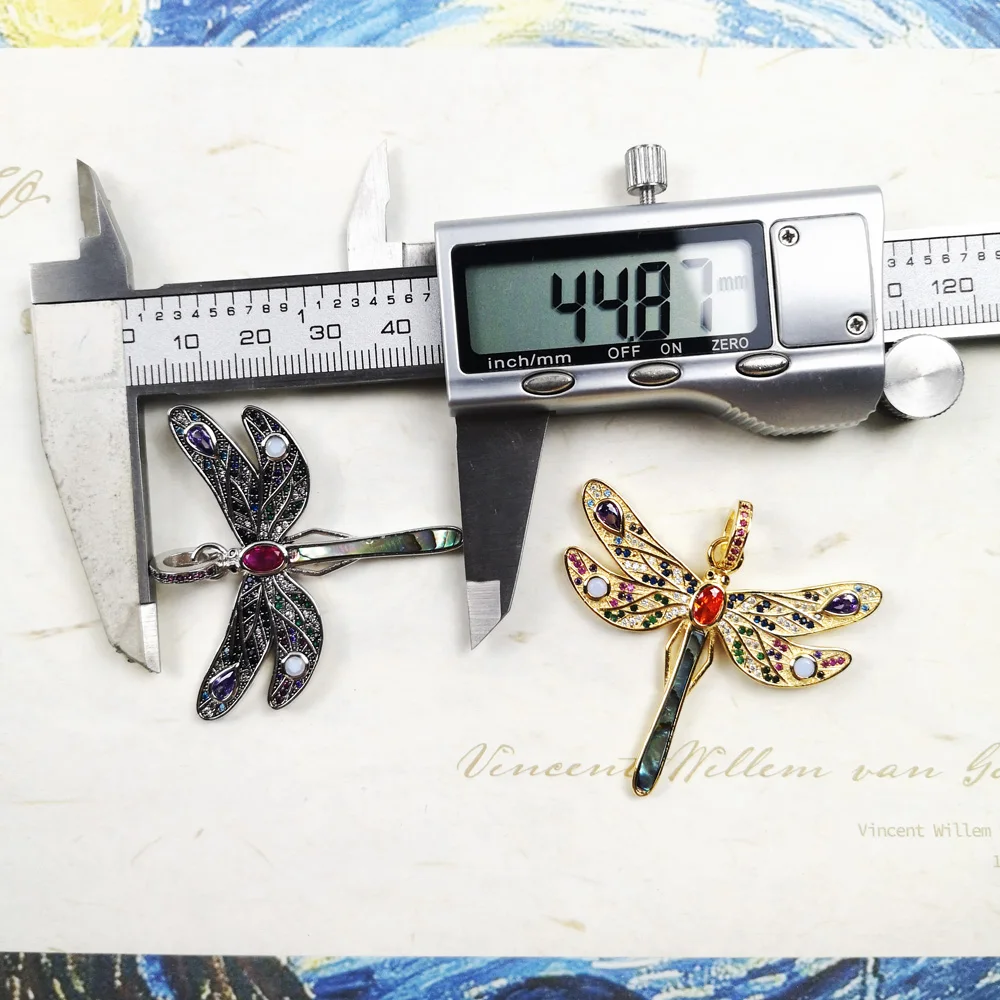 Кулон с золотой стрекозой бабочкой колибри Стерлинговое Серебро 925 пробы модные