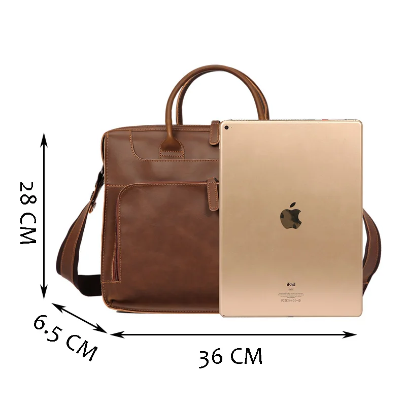 Мужской портфель, сумка-мессенджер из натуральной кожи в стиле ретро, сумка для ноутбука 14 дюймов, Мужские портфели, деловая сумка для докум...